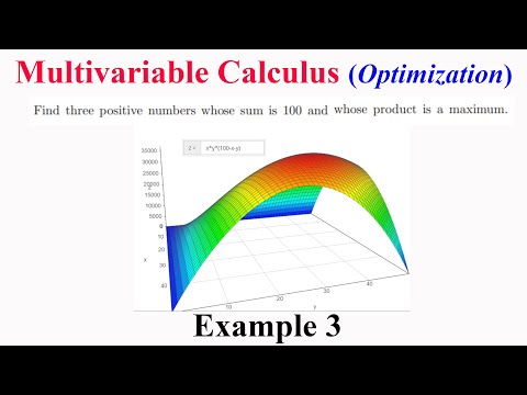 Multivariable Calculus : Ex 3: Sum of three positive number is 100, find maximum value of product
