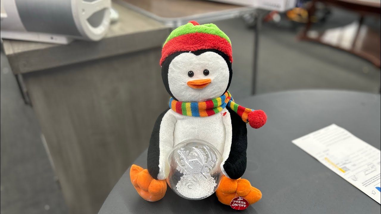 Goodwill find - Sound n Light Penguin with Snowglobe - YouTube