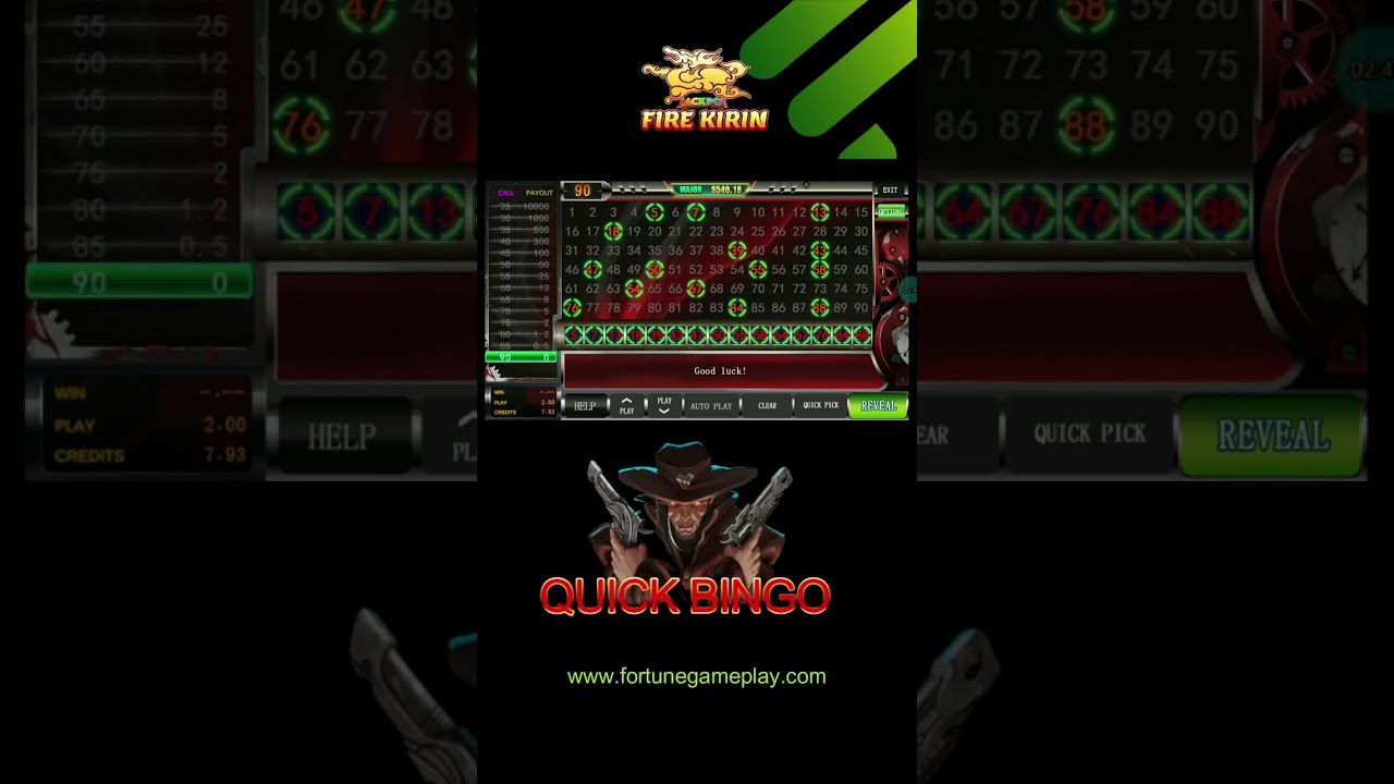 $100 Win in Quick Bingo - Firekirin | Fortune Gameplay