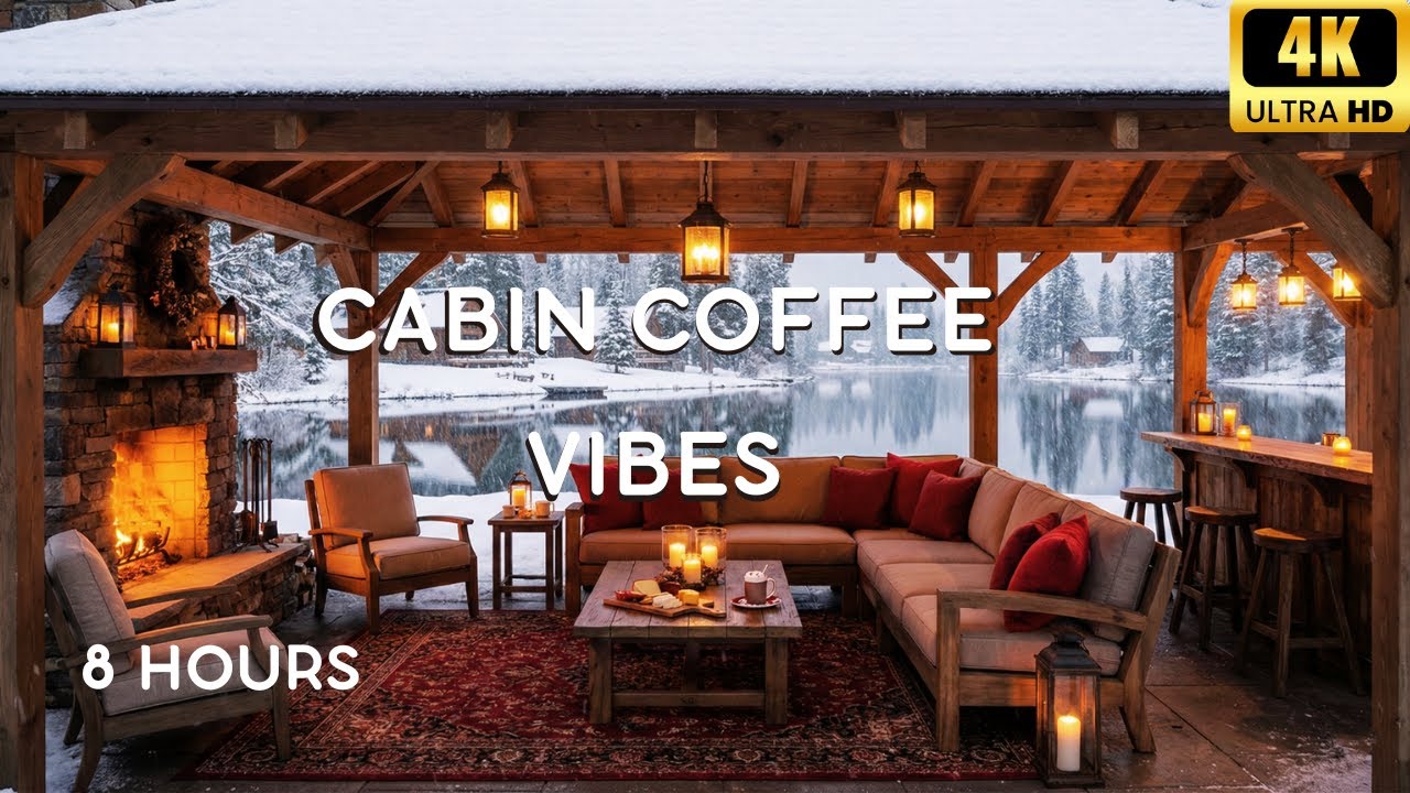 Lakeside Cabin Ambience ❄️ Cozy Fireplace & Candlelight | Winter Relaxation