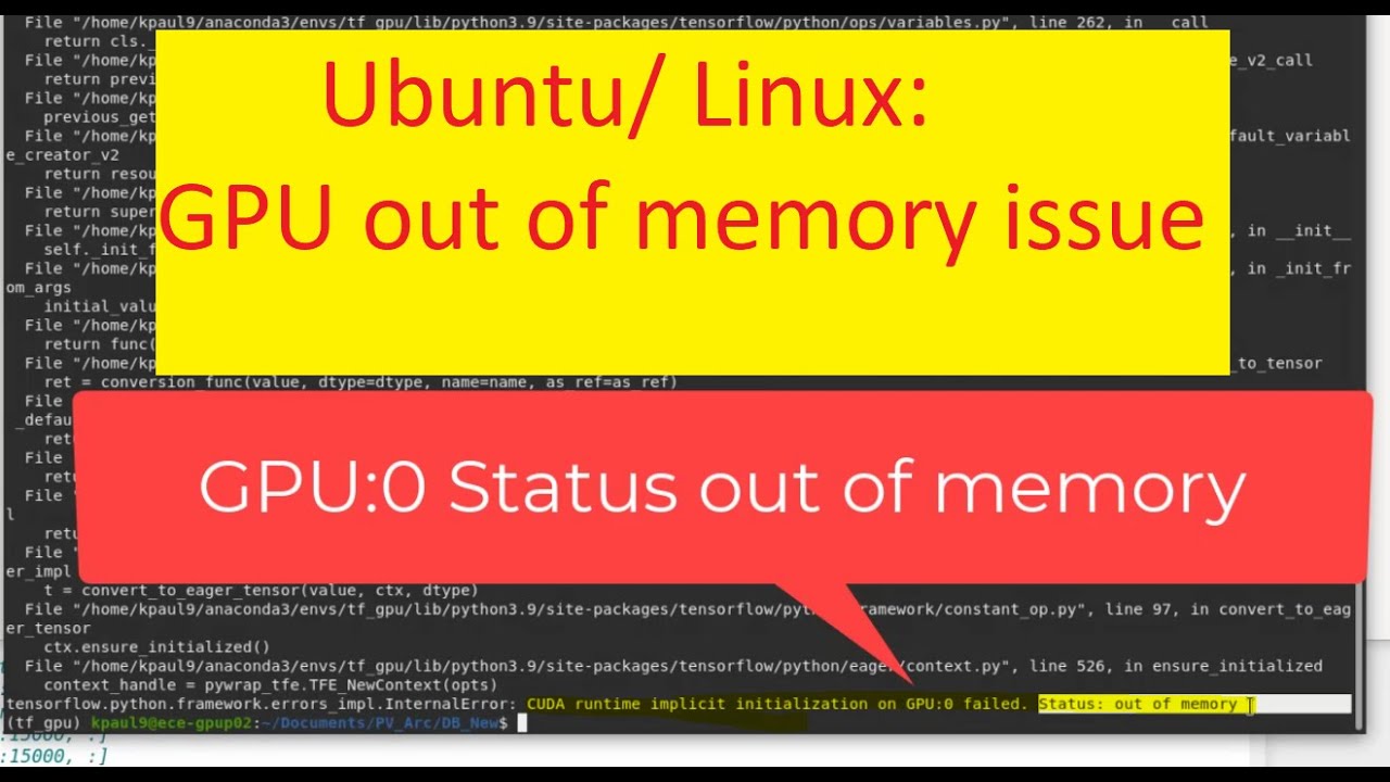Cuda Runtime Implicit Initialization On Gpu:0 Failed. Status: Out Of Memory  | Super Easy Solution - Youtube