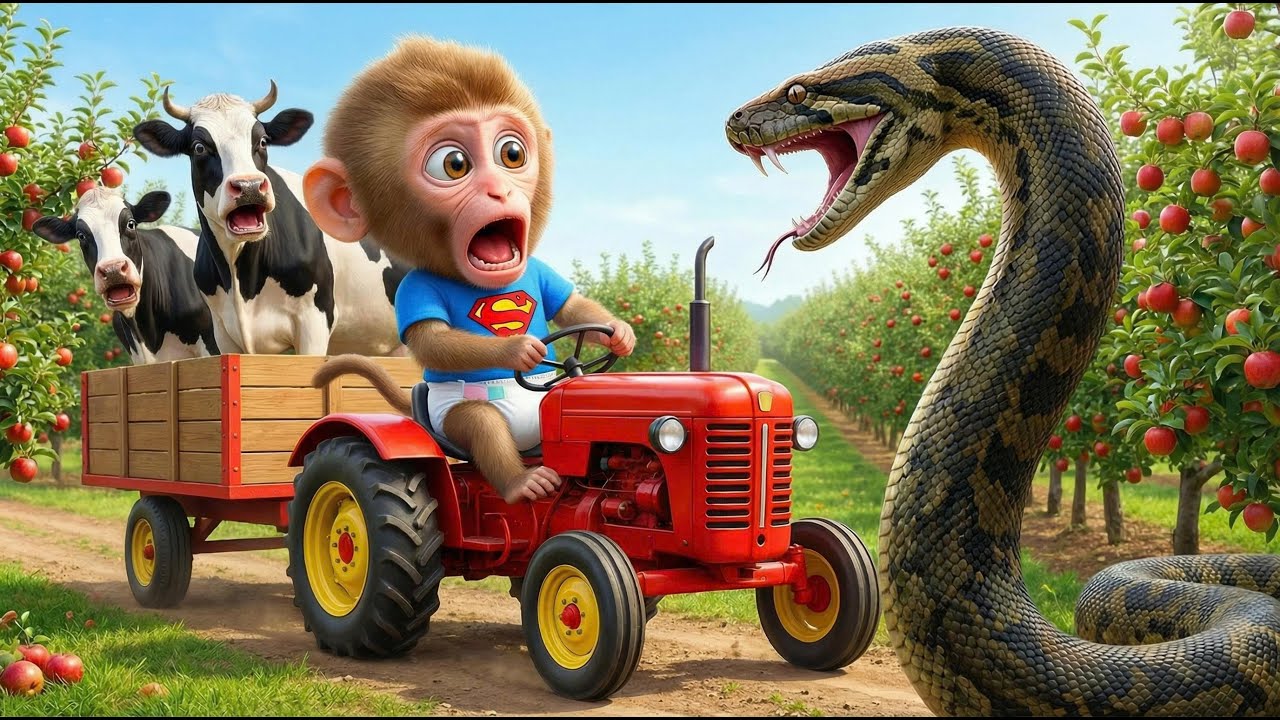 Monkey Bini’s Harvest Goes WRONG! A GIANT Python Turns the Farm Into CHAOS 🚜😱 | Shocking Ending