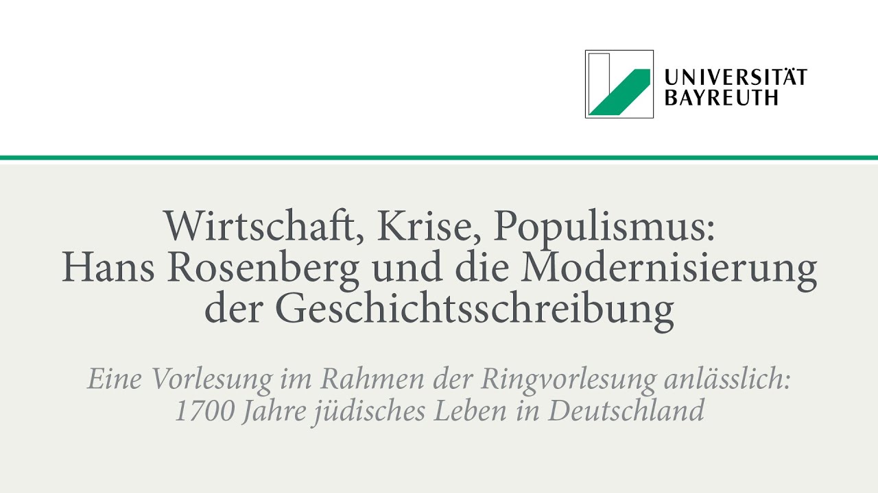 Wirtschaft, Krise, Populismus: Hans Rosenberg und die Modernisierung ...