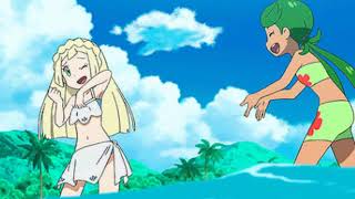 Pokemon playing in beach gif