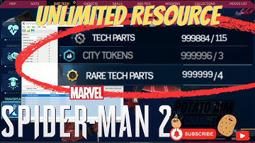 SPIDERMAN 2 UNLIMITED RARE TECHPARTS AND RESOURCE #cheatengine #spiderman2