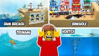 Lego Natural Disaster Simulation - Lego VS Tsunami - Water Vortex - Dam Breach - Sinkhole Experiment