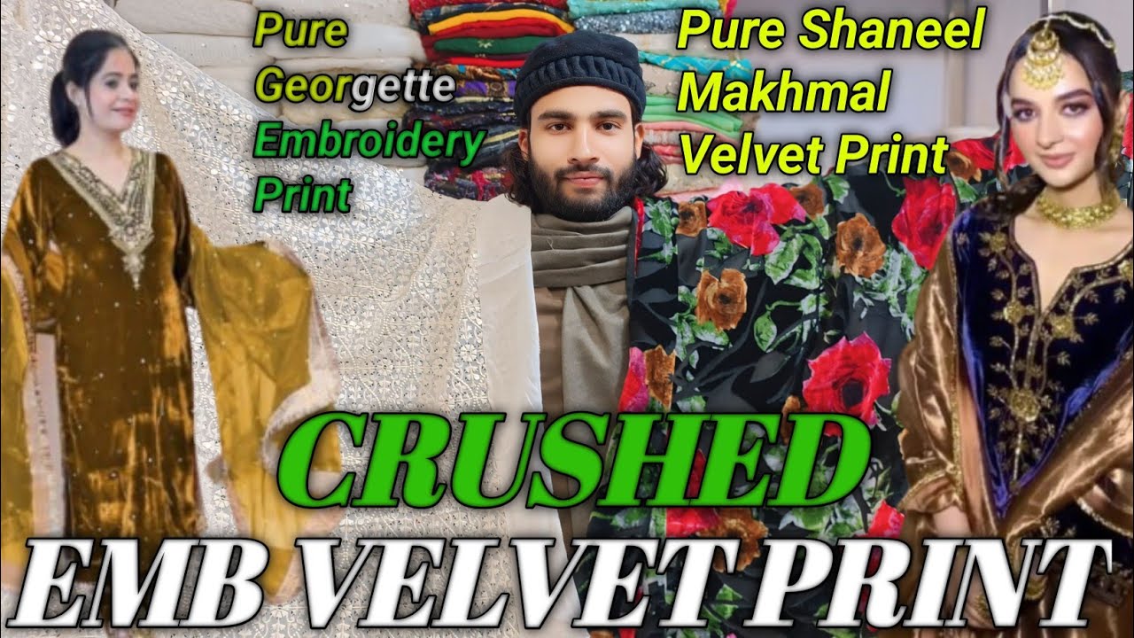 💥Crushed Velvet Fabrics || Pure Georgette Embroidery || Shanti Mohalla || #viral #trending