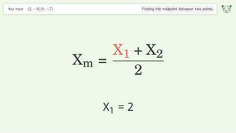 Find the midpoint between two points p1 (2,-9) and p2 (9,-7): Step-by-Step Video Solution