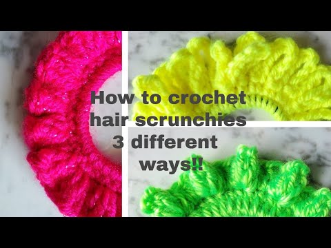 Como crochet scrunchies de cabelo (3 modelos diferentes)