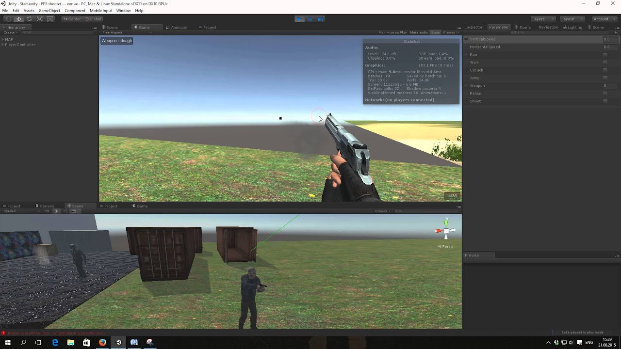 Unity3d FPS тест.... - YouTube