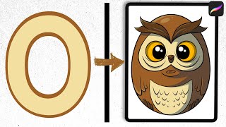 O is for Owl: Let's Draw The Alphabet as Animals Ep 15 // Procreate Tutorial!