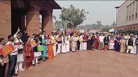 Today, INDIA alliance MPs protested inside Parliament against the SIR Survey.. 