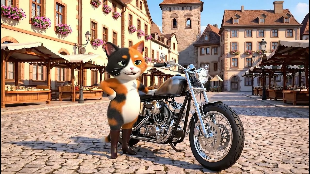 Quaint Town Adventure: Elara, Dash & Sable's Magical 3D Animation Journey