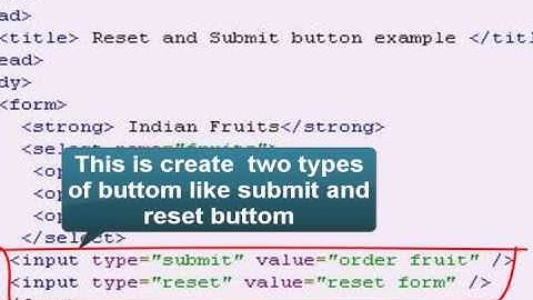 Html Tutorial: Reset and Submit button
