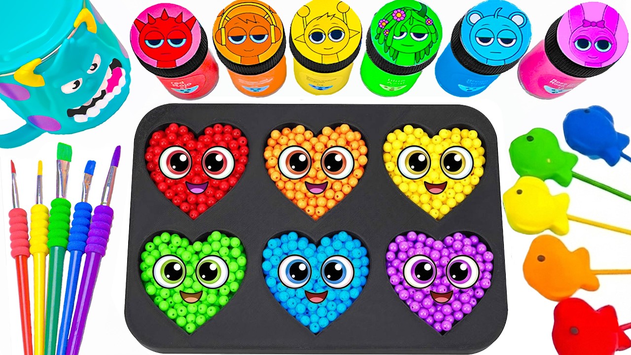 Incredibox Sprunki ASMR Slime | DIY Rainbow Beads Candy M&M Color Paints Satisfying Glossy Slime