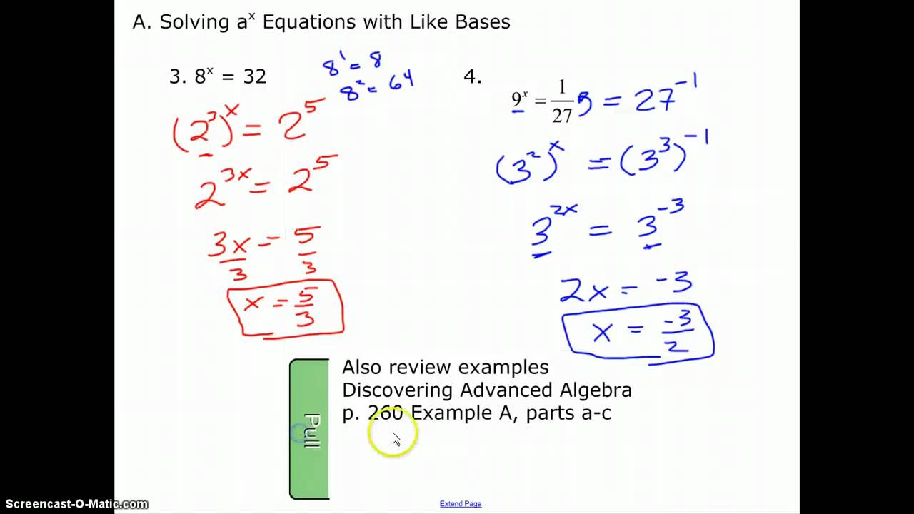 Solving Simple Exponential Equations - YouTube