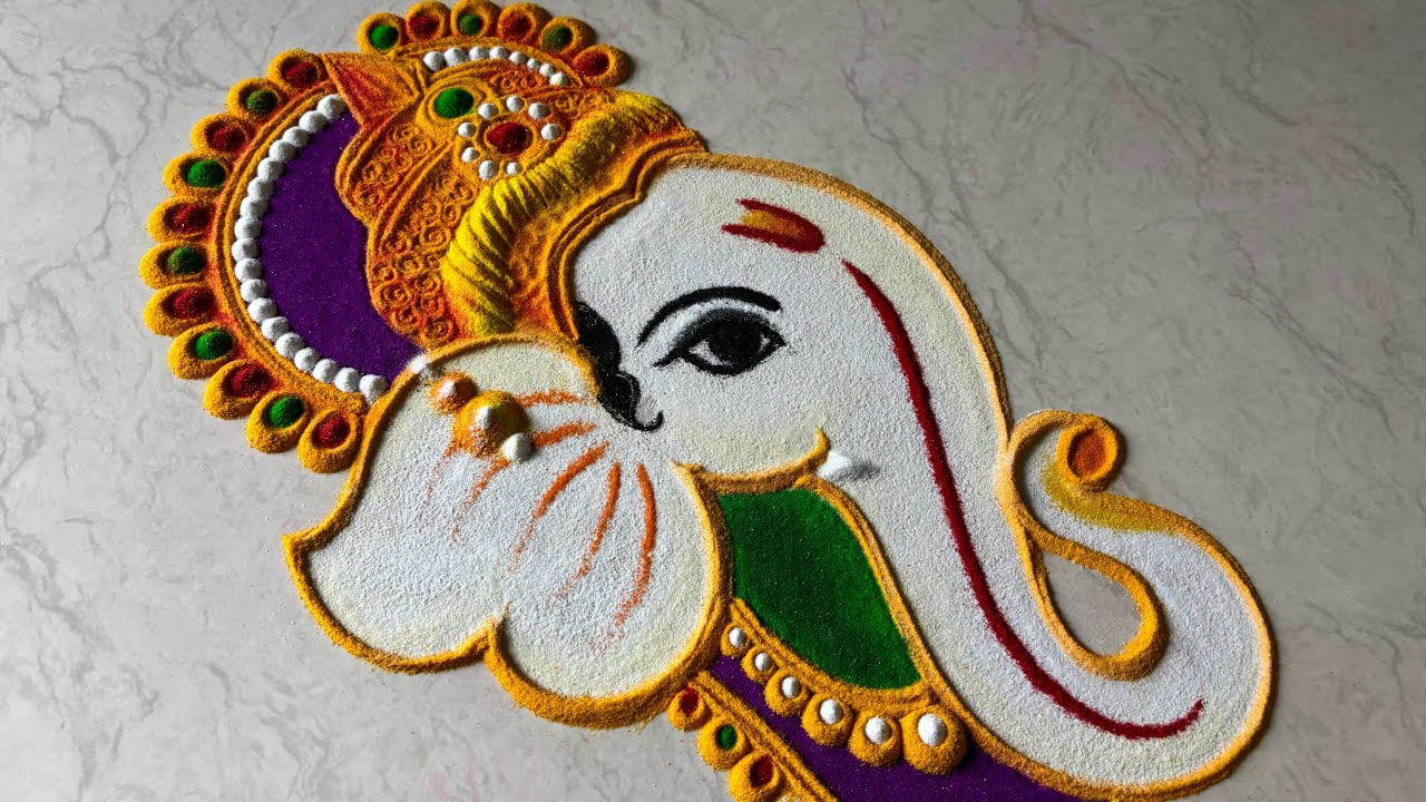 श्री गणेश चतुर्थी 🙏🏻🌺 rangoli/ ganesha rangoli easy/ ganpati/ satisfying video 