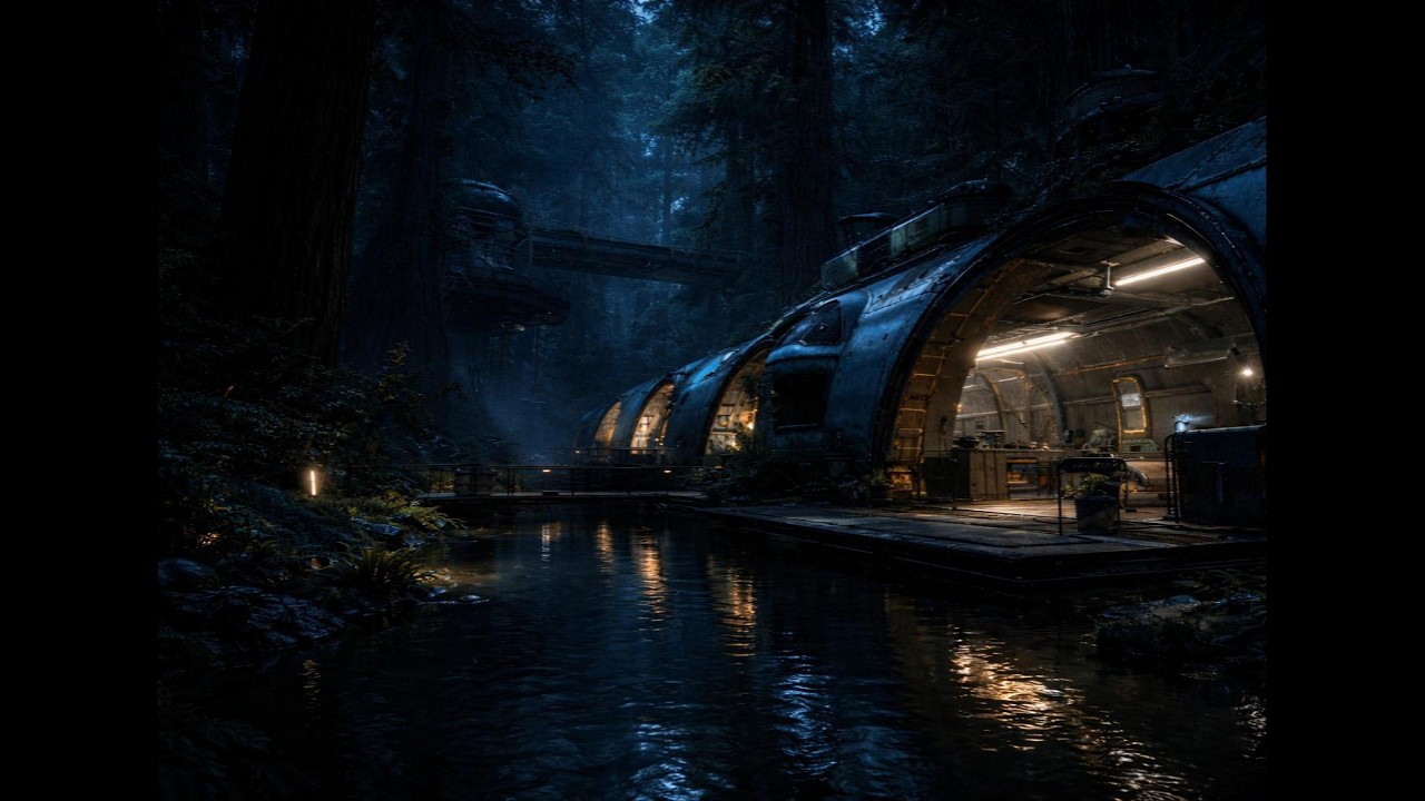 Midnight Megacity – Remote Forest Habitat at Night | Futuristic Dark Ambient for Deep Focus