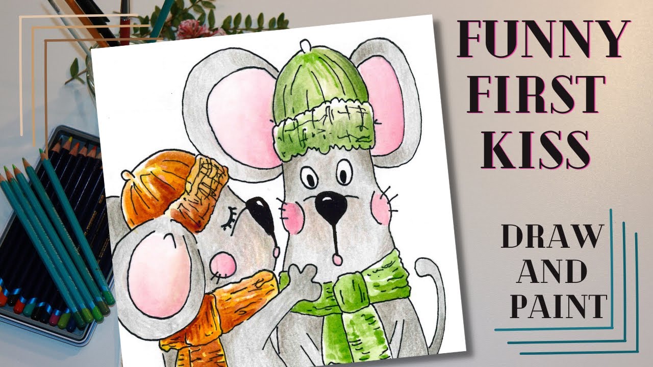 Funny First Kiss With Two Mouses In Love - Speed Drawing and
