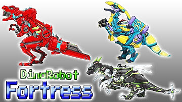 Dino Robot Fortress: Tyranno Red, Ninja Velociraptor & Lightning Parasau | Eftsei Gaming