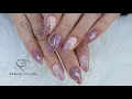 Designer nails trend. Designer nail art. Gel infill. Gel nail tutorial. Gel polish ombre & transfer