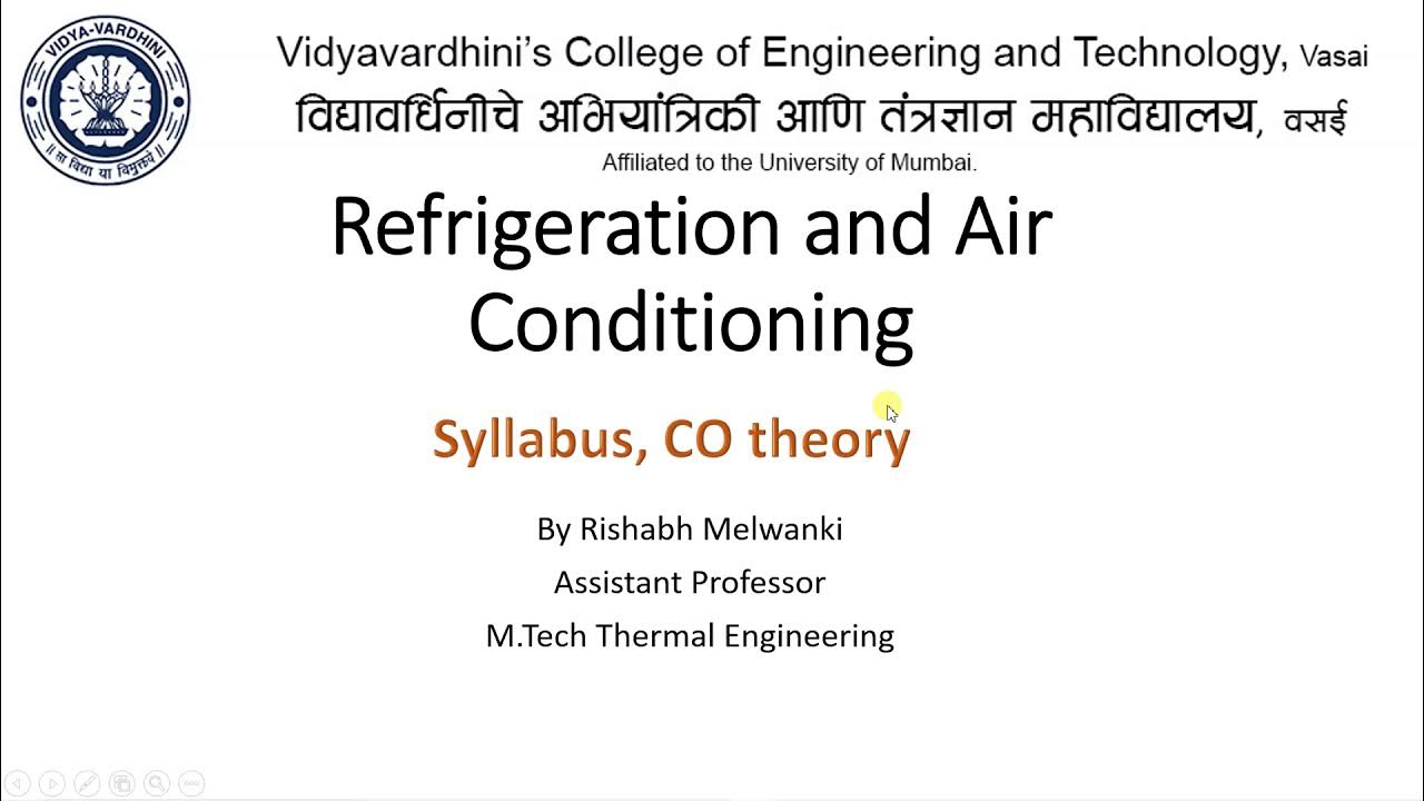 Syllabus and Basics of Refrigeration and AirConditioning YouTube