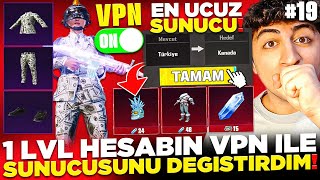 1 LEVEL HESABIN VPN İLE SUNUCUSUNU DEĞİŞTİRDİM❗ EN UCUZ SUNUCU😲 (TÜM DESTANSILAR BEDAVA) PUBG Mobile