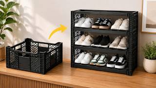 🔥 Don't Throw Away Plastic Fruit Crates! Make This Amazing Shoe Rack