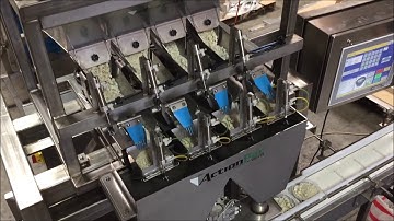 Actionpac Linear Netweigh System | Bio Inert Conveyor Elevator Integrated | Weighing Blue Cheese