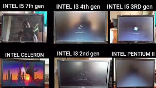 Intel i5 7th Vs Intel i5 3rd  Vs Celeron Vs Pentium Vs Intel I3 2nd Vs i3 4rth gen Bootup Speed Test