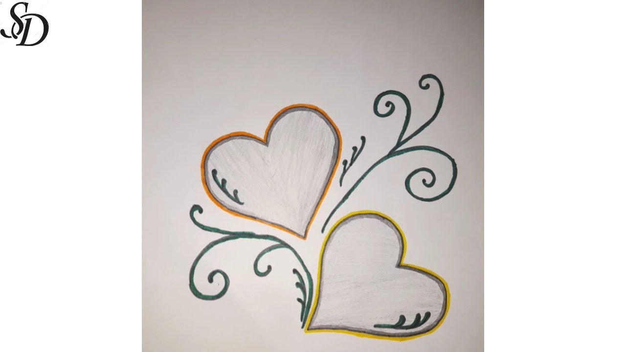 How to draw a  double hearts for valentines day | How to draw two hearts with love | Pencil sketch