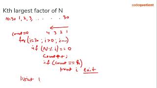 Famous Kth Largest Factor of N | TCS Codevita Questions And Answers Wealth