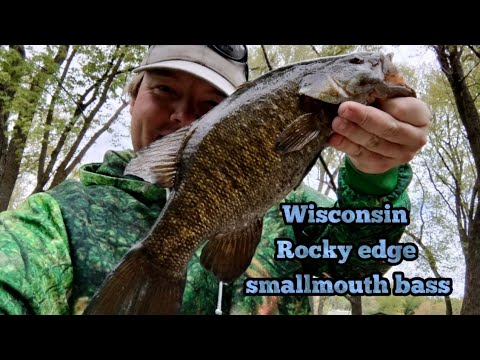 Wisconsin Rocky edge smallmouth bass. Using a whole nightcrawler along the rocks.
