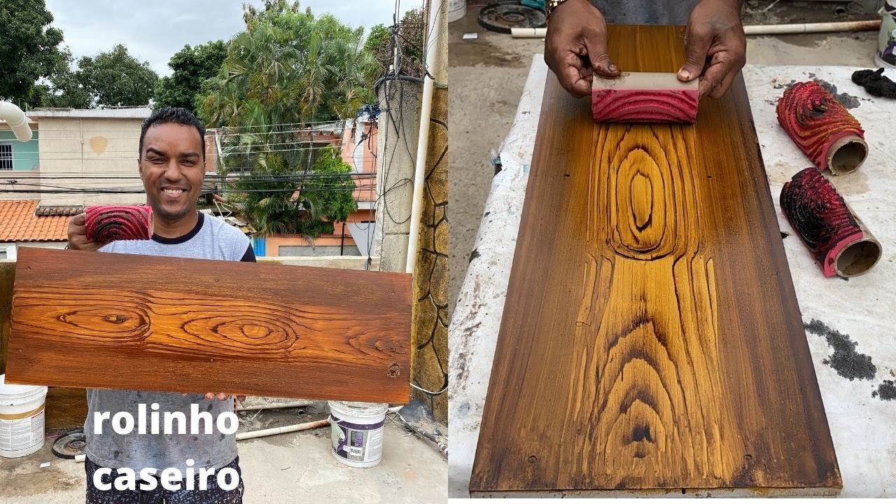 Rolinho efeito madeira caseiro feito com e.v.a e ferro de solda  agora a NASA vem isso vai ser febre