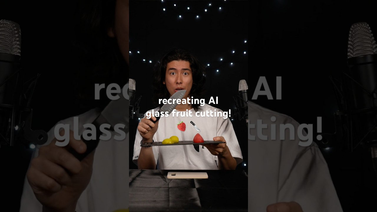 Воссоздаем ИИ-резку фруктов из стекла! 🍓 🔪 #asmr