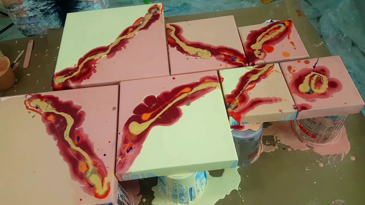 Split Color Acrylic Dutch Pour  With Gorgeous Fall Colors