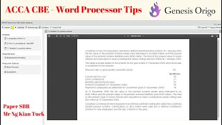 SBR Exam Techniques - CBE Word Processor & Spreadsheet Tips