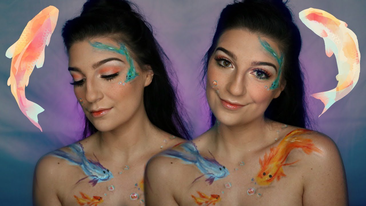 Japanese Koi Fish Inspired Makeup Tutorial and Body Paint Madalyn