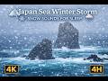 Japan Sea Winter Storm ❄️🌊 | Ocean Waves & Snow Sounds for Sleep | 4K • 4H