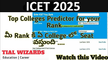 AP ICET 2025 College Predictor for your Rank |  AP ICET 2025 Rank vs College | AP ICET 2025
