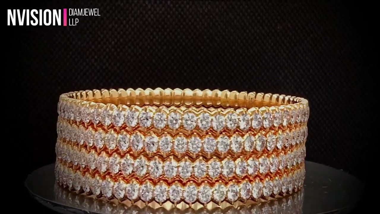 Natural Diamond Single Line Bangles
