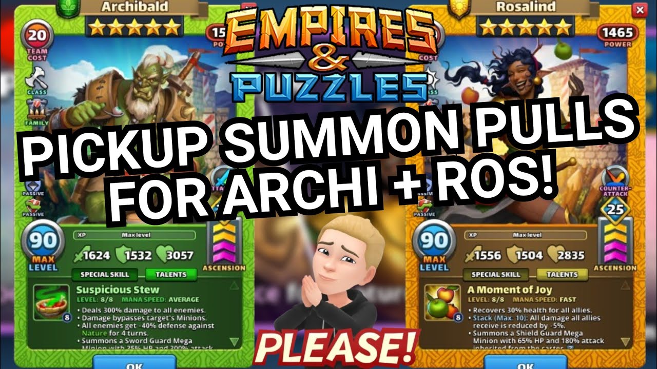Pickup Summons To Try To Get Archibald + Rosalind! VERY Useful Garrison Guards! Empires And Puzzles
