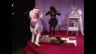 Brutus Beefcake attacked gets his hair cut by Randy Savage and Sherri on Brother Love Show 4 22 1989