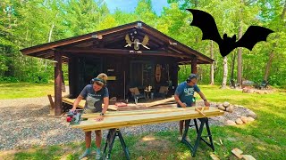 Bats!! We Have BATS at the Moose Lodge Off Grid Log Cabin! | Ceiling Project Begins! 