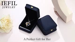 Iefil Valentines Day Gifts   925 Sterling Silver Rose Heart Birthstone Necklace Mothers