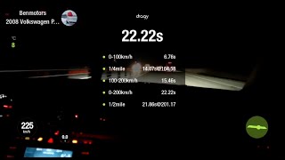 Volkswagen Phaeton W12 450hp - Acceleration 0-225 km\/h (Dragy)