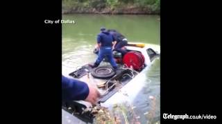 Man rescued from freezing river after truck plunges off road