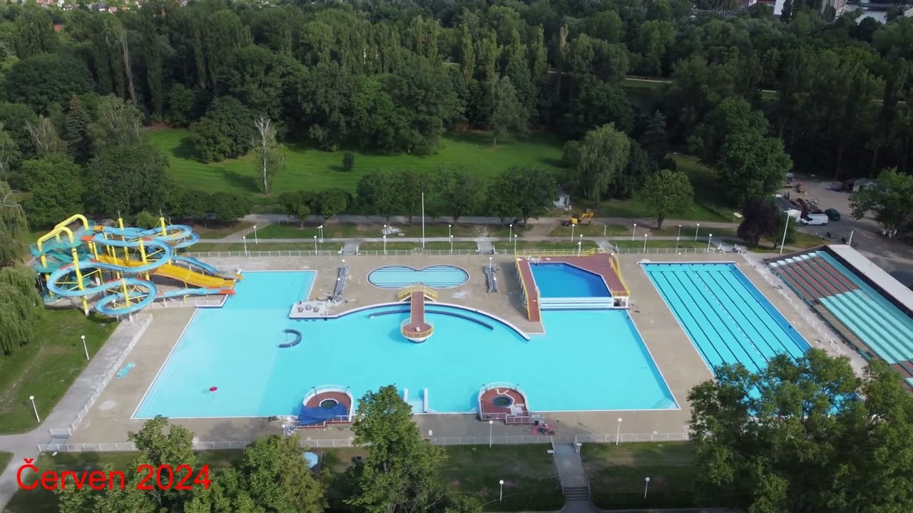 Pardubice - koupaliště Cihelna těsně před znovuotevřením (24.červen 2024) a během rekonstrukce