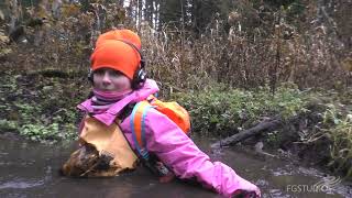 Orange-Pink Girl With A Walkman