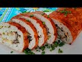 СОЧНЫЙ КУРИНЫЙ РУЛЕТ С ГРИБАМИ И С СЫРОМ.